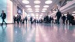 © DailyLens Studio - An out of focus shot of a busy hallway featuring colorful lights and silhouettes of people.