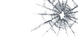 © Roy - Shattered glass texture background showing a realistic bullet hole and impact cracks isolated on white