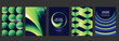 © TWINS DESIGN STUDIO - Futuristic vector poster collection with neon green gradients, geometric patterns and dark technology cover designs