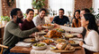 © Em Neems Photography - Candid lifestyle photo of diverse friends sharing friendsgiving holiday dinner