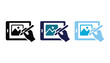 © Mahir - Set of digital drawing tablet icons with a hand holding a stylus pen, illustrating creative design and graphic editing tools