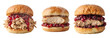 © Faizan - Delicious artisan turkey sliders topped with fresh tangy cranberry sauce featuring juicy meat served on fluffy golden brioche buns isolated elegantly on transparent background