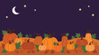 © MOSTHASNAHENA - A spooky and delightful halloween night scene featuring a pumpkin patch under a crescent moon and twinkling stars perfect for festive celebrations