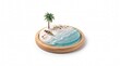 © irfan - Miniature tropical island resin art diorama, handcrafted ocean beach coaster with palm tree, turquoise sea craft concept for summer travel decoration isolated PNG with Transparent Background