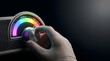 © Creative Core - Gloved hand adjusting a glowing dial for the electromagnetic light