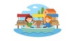 © mbuh - Two women enjoying wine on a boat at a vibrant floating market