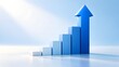 © Doel Studio - Blue upward growing 3D bar chart arrow representing business success financial growth and market progress