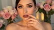 © Elena - Beautiful Woman Makeup and Nail Beauty Portrait Close-up