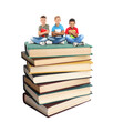 © New Africa - Cute little children sitting on stack of books against white background
