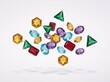 © fayshal - Floating Assorted Gemstones and Crystals in Various Shapes and Vibrant Colors on White Background