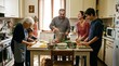 © GenerativeAIpicture - Family Cooking Together in Bright Kitchen with Elderly Woman and Children
