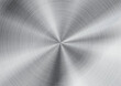 © saicle - Silver metallic circle with grainy grunge texture, radial lines and brushed surface detail. Industrial abstract vector background with a polished steel effect