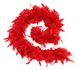 © no one - Vibrant red feather boa, elegantly curled into a decorative shape, stands out brightly against a clean white background