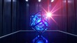 © antishock - Glowing fractal object sits center room. Reflective floor mirrors light, creating dramatic visual effect. Dark walls emphasize luminescence.