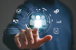 © Bordinthorn - Business professional interacting with digital team management interface, representing teamwork, leadership, collaboration, recruitment, employee engagement, business strategy, organizational success.