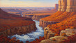 © Nata_Smileyk ッ - Canyon river landscape in oil painting style for nature wall art decor.