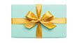 © Martina - Turquoise gift box with golden ribbon bow, isolated on transparent background