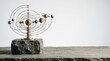 © Shaheen  - Handcrafted minimalist solar system sculpture on a stone pedestal with copy space