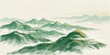 © Ruby - Traditional ink wash painting of green mountain ranges emerging from mist
