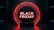 © CreativeFrame - Black Friday promotional sale podium with glowing red vortex light effect backdrop