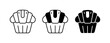 © Jihad - Cupcake icons set with outline, filled and solid glyphs for food and baking