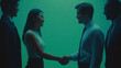 © เพ็ญพักตร์ วงกระต่าย - Business professionals shaking hands in a corporate office