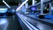 © Matthew - A modern, automated conveyor belt system in a high-tech factory with blurred background screens