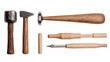 © Somporn Na Ubon - Wooden and metal tools arranged neatly, showcasing craftsmanship and design. Tools include hammers, chisels, and punch, ideal for woodworking