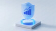 © jiejie - Blue shield icon with upward bar chart