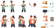 © Lilufa - Black Couple Cooking and Baking Vector Character Pack Featuring Flat Poses Holding Birthday Cake and Kitchen Appliance Clipart