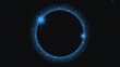 © Sumi - Abstract glowing blue neon ring on a black background representing a futuristic portal or celestial eclipse in deep space