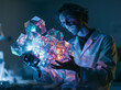© BlackBridge Media - Scientist Examining Glowing Geometric Quantum Structure in Lab