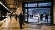 © Evandro - Woman waiting on snowy metro platform during winter commute in the city