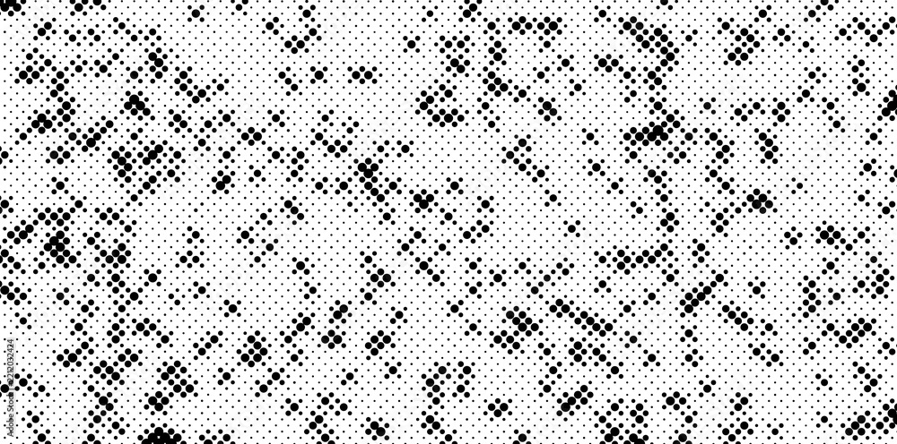 Black and white halftone pattern with varying dot density and scattered ...