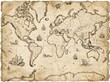 © stock mind's - Vintage world map on old parchment paper with nautical elements and mythical sea creatures