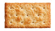 © Alex - Rectangular golden brown crispy wheat cracker with small holes and salt crystals