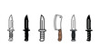 © Mahmuda - Set of six different styles of hunting knives and a kitchen cleaver