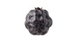 © SMFARHANTANVIR - Single ripe Midyim berry isolated on white background, macro studio shot of Austromyrtus dulcis fruit with dark purple skin and textured surface