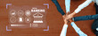 © InfiniteFlow - Teamwork and Collaboration in Virtual Banking with Hands of Diverse Business Professionals over Interactive Digital Interface Quark.