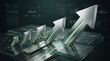 © Al - Metallic rising arrows on financial charts representing business growth success