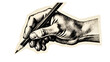 © Hans - Engraved hand holding a graphite pencil, isolated on transparent background