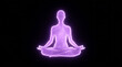 © Riverruno - Person meditating in lotus pose with glowing aura on black background