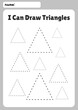 © Fareeha - Educational math and geometry worksheet for children to practice drawing, tracing, and recognizing 2D shapes. Printable fine motor skills and handwriting practice activity page featuring stars, square