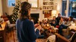 © Gabriel - Festive family bonding moment by fireplace