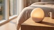 © Aliaksandra - Modern Sunrise Alarm Clock Glowing on Minimalist Bedside Table for Gentle Morning Awakening