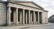 © Habibur - Neoclassical stone building with a colonnade, triangular pediment, and tall windows, located on a quiet street in aberdeen, scotland