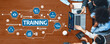 © InfiniteFlow - Panorama top view multiracial analyst team use BI dashboard display on laptop screen, analyzing financial data for strategic decision. Fintech analyzes marketing indicators. Concord Amity