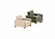 © murattellioglu - modern beige and green color sofa on white background, 3d render