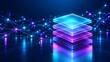 © Ahmad Studio - Abstract layered database structure connected to a glowing digital plexus network for cloud computing concepts
