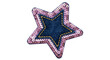 © Creative PNG Master - Sparkling pink sequin star patch on denim texture isolated on transparent background for fashion.